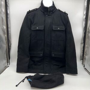 Structure Men's Wool Blend Black Military Field Jacket-Size S